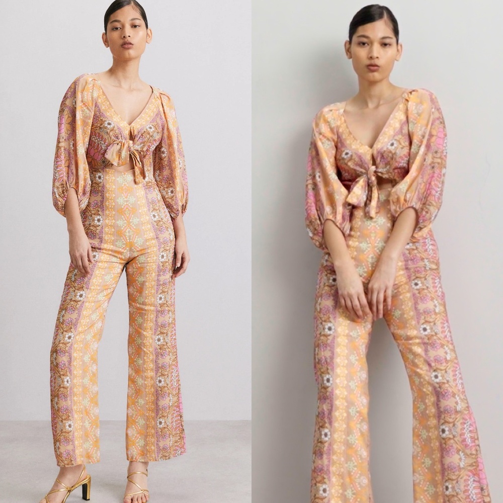 Sandro Dieppe linen blend floral jumpsuit